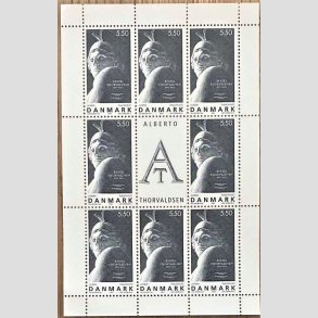 FRIM�RKER DANMARK | 2003 - AFA 1351 (SM�ARK NR. 12) - Plakatkunst - 5,50 kr. st�lgr� x 8 samt vignet - Postfrisk