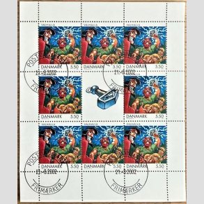 FRIM�RKER DANMARK | 2002 - AFA 1308 (SM�ARK NR. 4) - Tegneserier og tegnefilm - 5,50 kr. x 8 samt vignet - Lux stemplet 