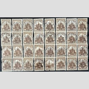 FRIMRKER DANMARK | 1953-56 - AFA 348 - Kongeriget 1000 r (Engros) - 20 re brun x 32 stk. - Pragt Stemplet 